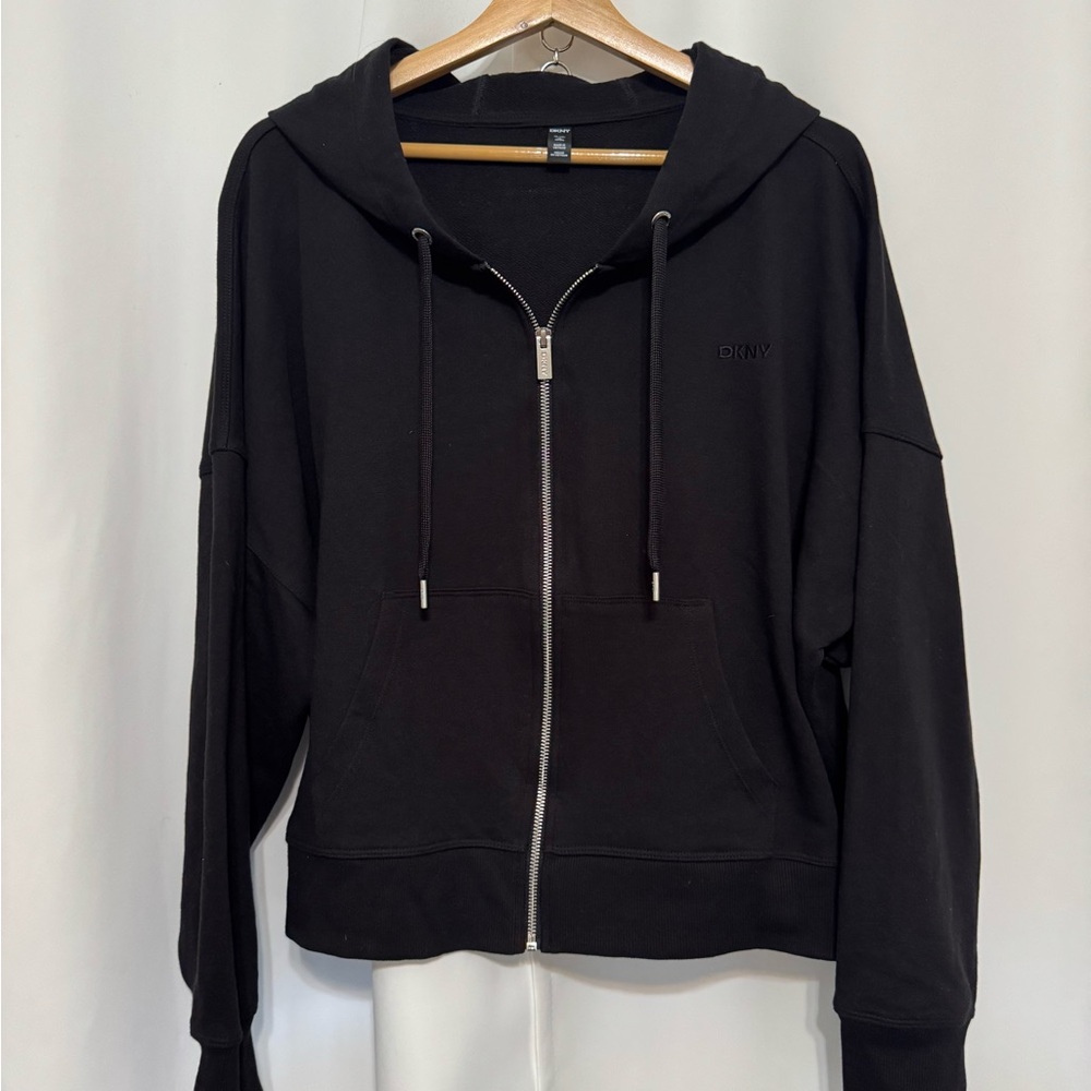 NWOT DKNY Black Hoodie‎ with Zip Closure Plus Size XXL